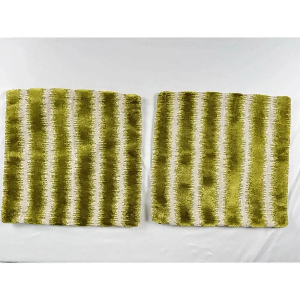 Chartreuse Velvet Throw Pillow Cover Set 2/Pair Green Cream Smithy Home Couture